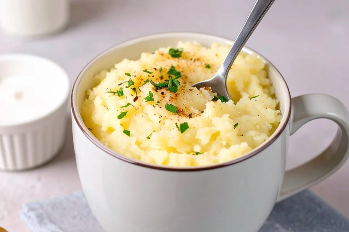 Puré de patatas en taza en 2 minutos: el truco para un guarnición sin cocer ni fregar