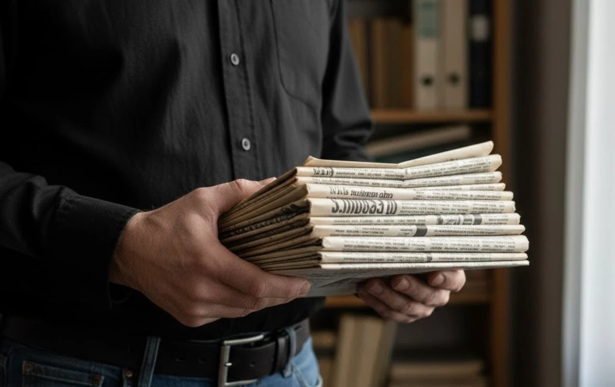 La abuela de Poltava guarda periódicos viejos que calientan tu hogar