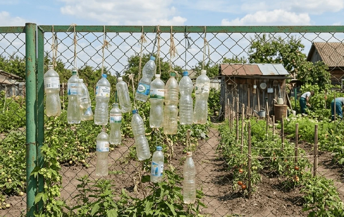 Un vecino coloca botellas vacías en su valla: la razón es sorprendentemente útil