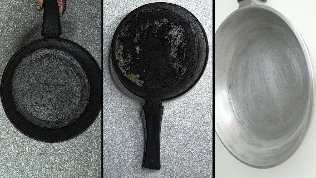 la grasa incrustada desaparece con 1 pastilla: sartenes como nuevas sin frotar